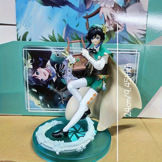 Anime Movie Series Character Figure - Green Collectible Detailed Colorful Dynamic Pose with Harp, PVC Statue for Home Decor & Display, Perfect Gift for Anime Fans (14+), Christmas, Halloween, Thanksgiving