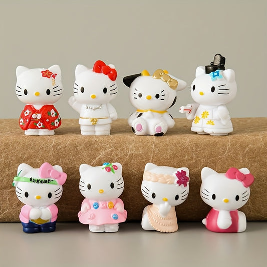 8pcs Sanrio Hello Kitty Ornament Holiday Gift Hello KT Cat Cute Desktop Multi Ornament