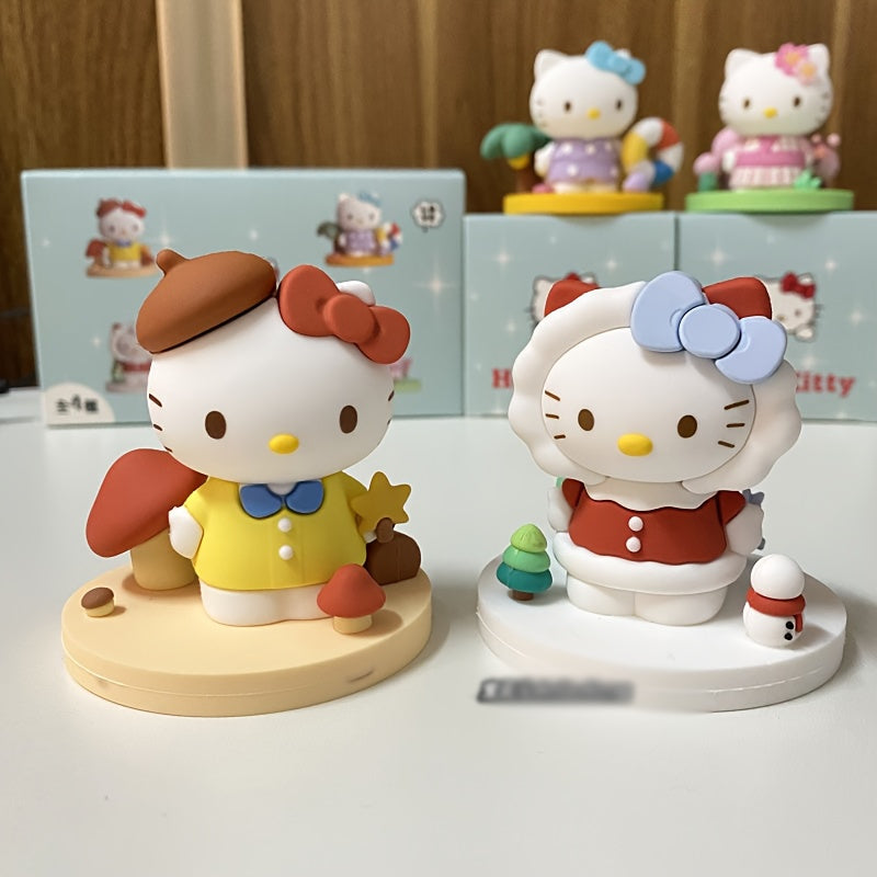 1pc Sanrio for hello kitty Anime Figurine - PVC Collectible Blind Box with 4 Outfits, Glam Style Desktop Ornament for Home Office, Bedroom, Living Room Decor, Cute Room Decor, Playful Design, Durable Collectible, Anime Fans