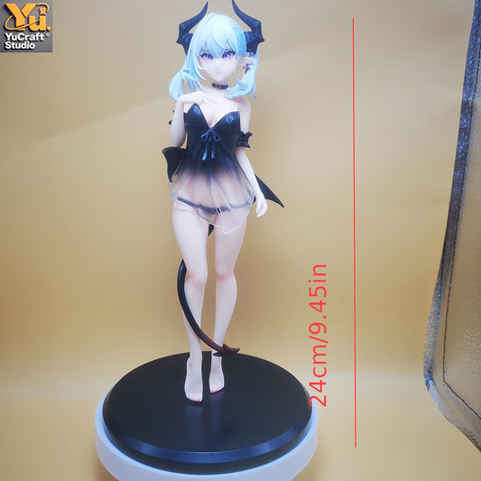 Little Devil 19 Anime-Style Chibi-Size Collectible Figure - White/Red/Light Beige/Brown Options, Dynamic Pose with Black Accents, High-Quality Craftsmanship for Home Decor & Holiday Gifts