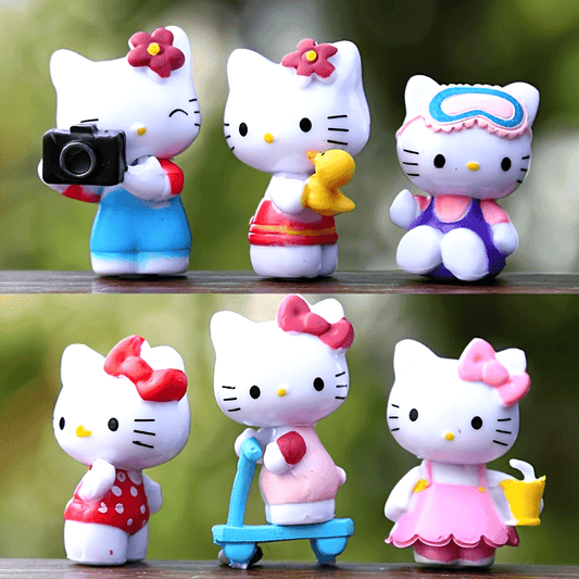 6pcs Sanrio Series Decoration PVC Material Hello Kitty Series Unique Appearance Gift Preferred High Playability Suitable for Halloween Christmas Gift Collection Decoration And So on