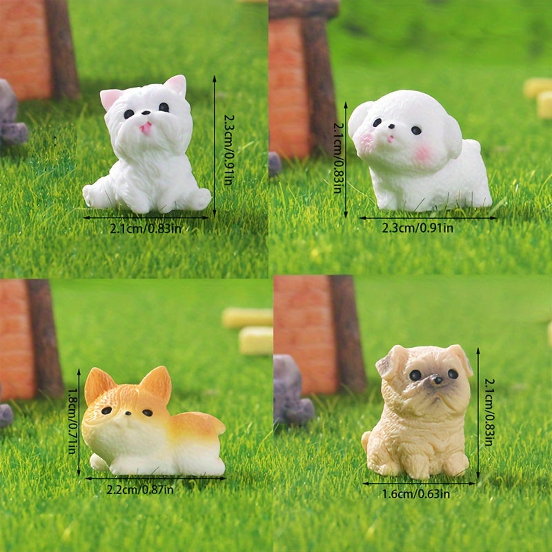 12-Pack Classic Style Handcrafted Resin Cartoon Dog Miniatures - Versatile Animal Figurines for DIY Micro Landscape, Home & Office Decor, Ideal for Christmas, Halloween, Thanksgiving & All Occasions