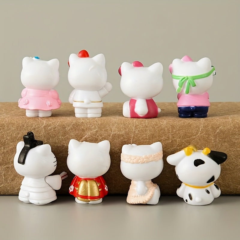 8pcs Sanrio Hello Kitty Ornament Holiday Gift Hello KT Cat Cute Desktop Multi Ornament