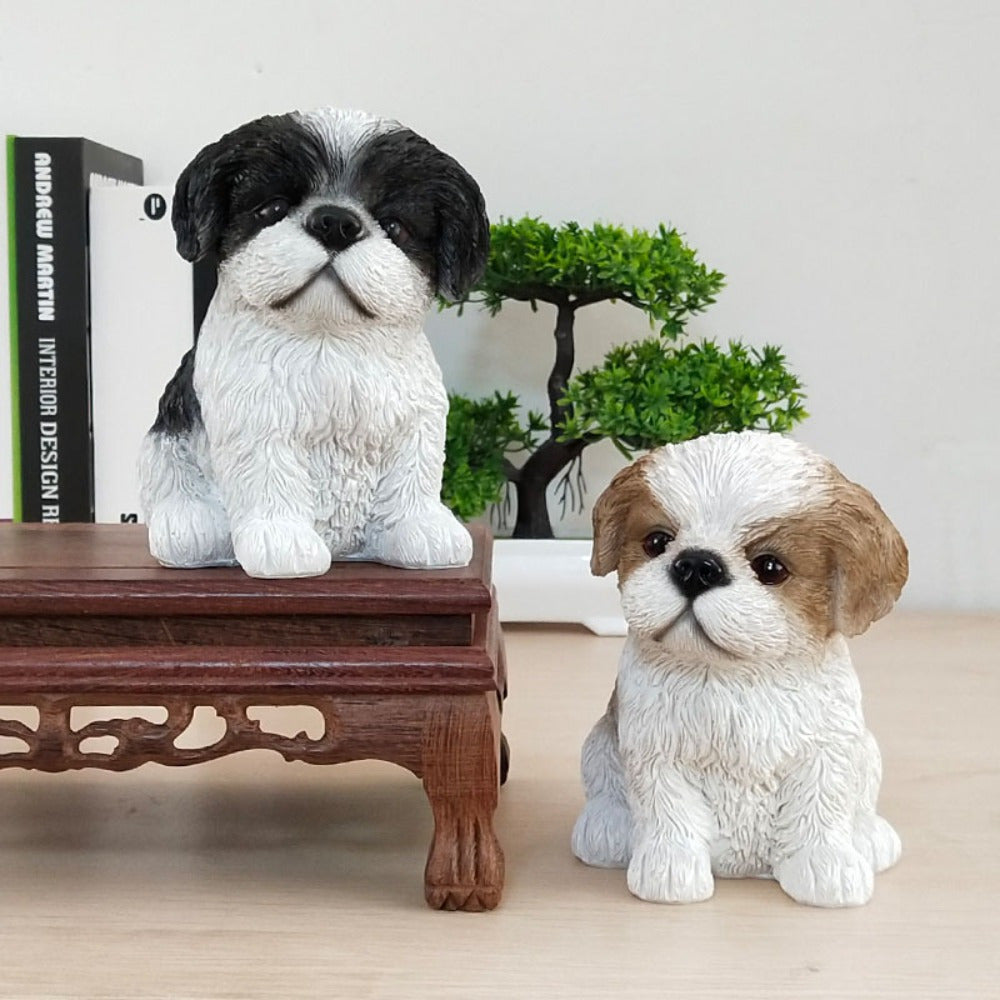 Charming Resin Puppy Sculpture - Hand-Painted Dog Figurine for Home & Office Decor, Perfect Gift for Dog Lovers, Available in Brown or Black, Interior Accessories, Creative, Simulation