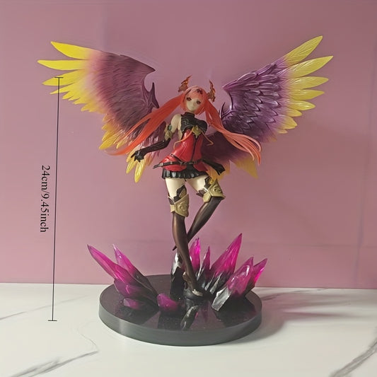 [Dark Angel Olivia] Highly Detailed Bahamut Dark Angel Olivia Statue Model | Dynamic Pose, Purple & Golden Wings, Dual Swords & Crystal Base | Anime Bookshelf Decor, Ideal Gift for Anime Fans