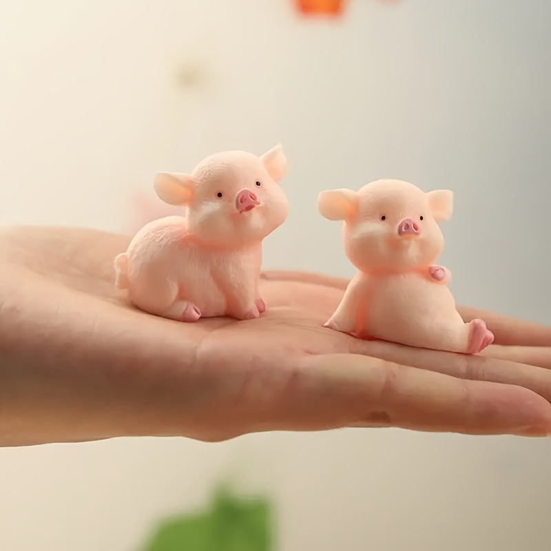 6pcs Cute Pink Pig Resin Figurines with White Shorts - Healing & Cuddly Decor for Home, Car, Desk, Pet House - New Year, Valentine'S Day Gift, DIY Home Decor, Pigs Home Decor, Desk Ornaments, Playful Design, Textured Surface