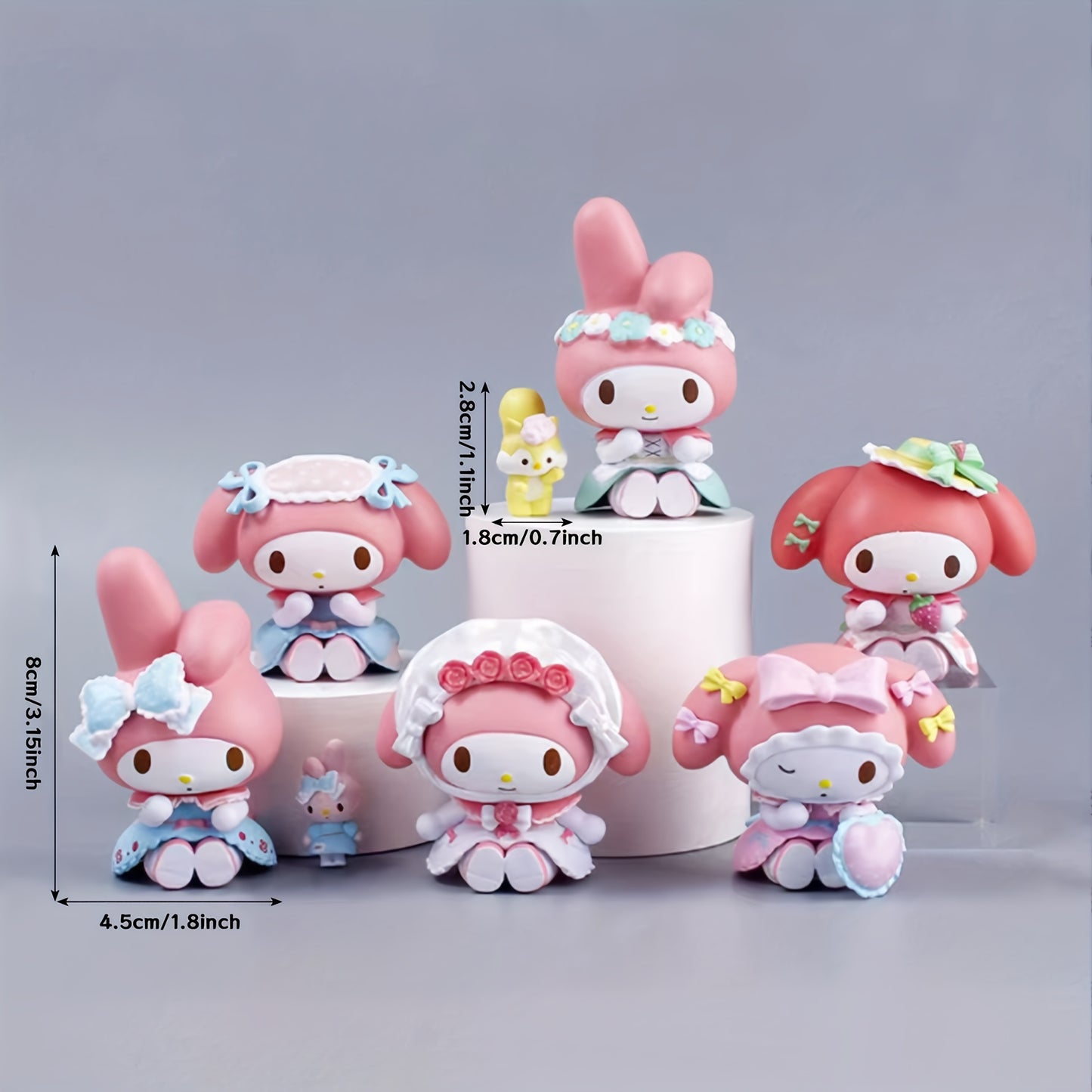6pcs Sanrio Hello Kitty Decorative Ornament, Cute Cartoon Ornament, Cartoon Cute Sanrio Anime Figure, Room Decoration Desktop Ornament Decoration, Cute Christmas Halloween Gifts