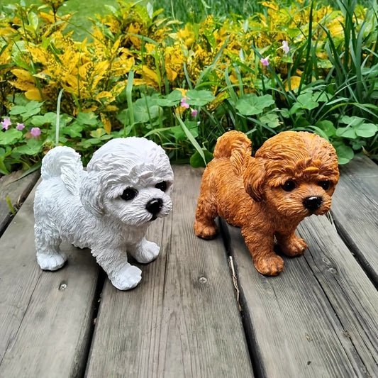 [Cute Teddy Dog] 1pc Cute Teddy Dog Statue | Resin Indoor/Outdoor Home & Garden Decor for Thanksgiving - No Electricity Needed, Letter Animal Design, Fits Various Room Types