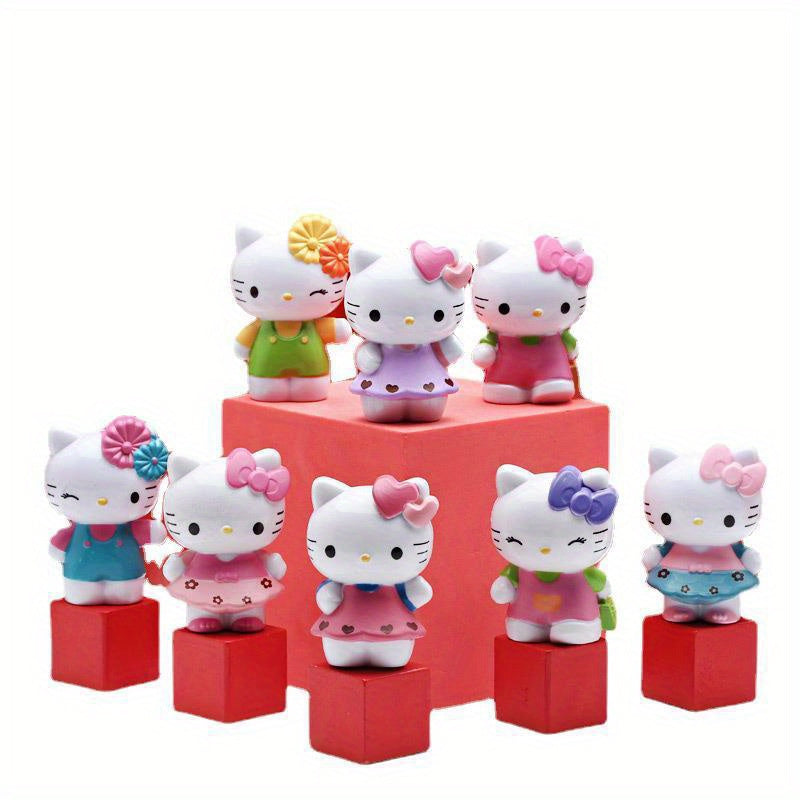 Sanrio for hello kitty 8pcs Doll Set, Cartoon Figurines Cake Baking Decoration Car Model