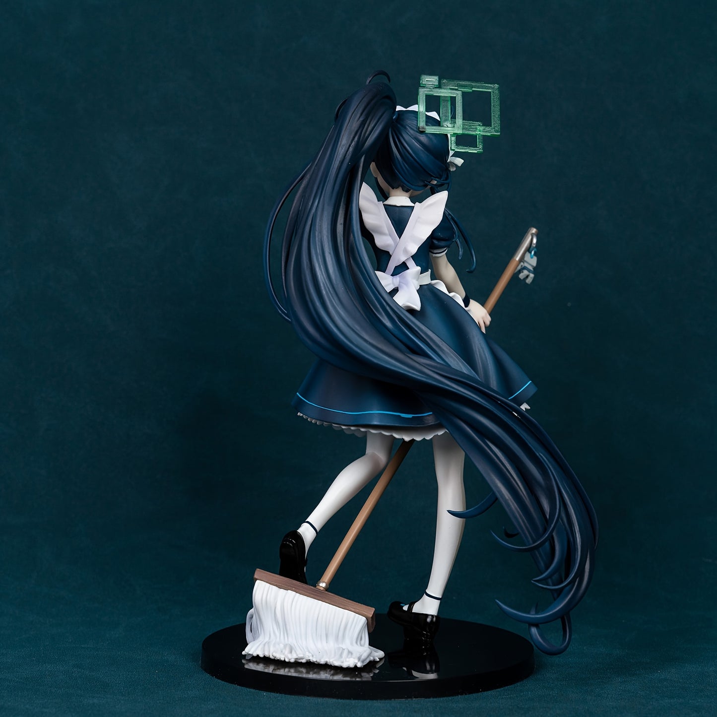 Anime Maid Figurine with Mop - Elegant PVC Collectible, Unique Design with Blue Highlights & Lace Details, Perfect Gift for Anime Fans, Car Dashboard or Desktop Decoration (Mixed/White/Black), Anime Figurine, Collectible Figurine, Detailed Lace Accents,