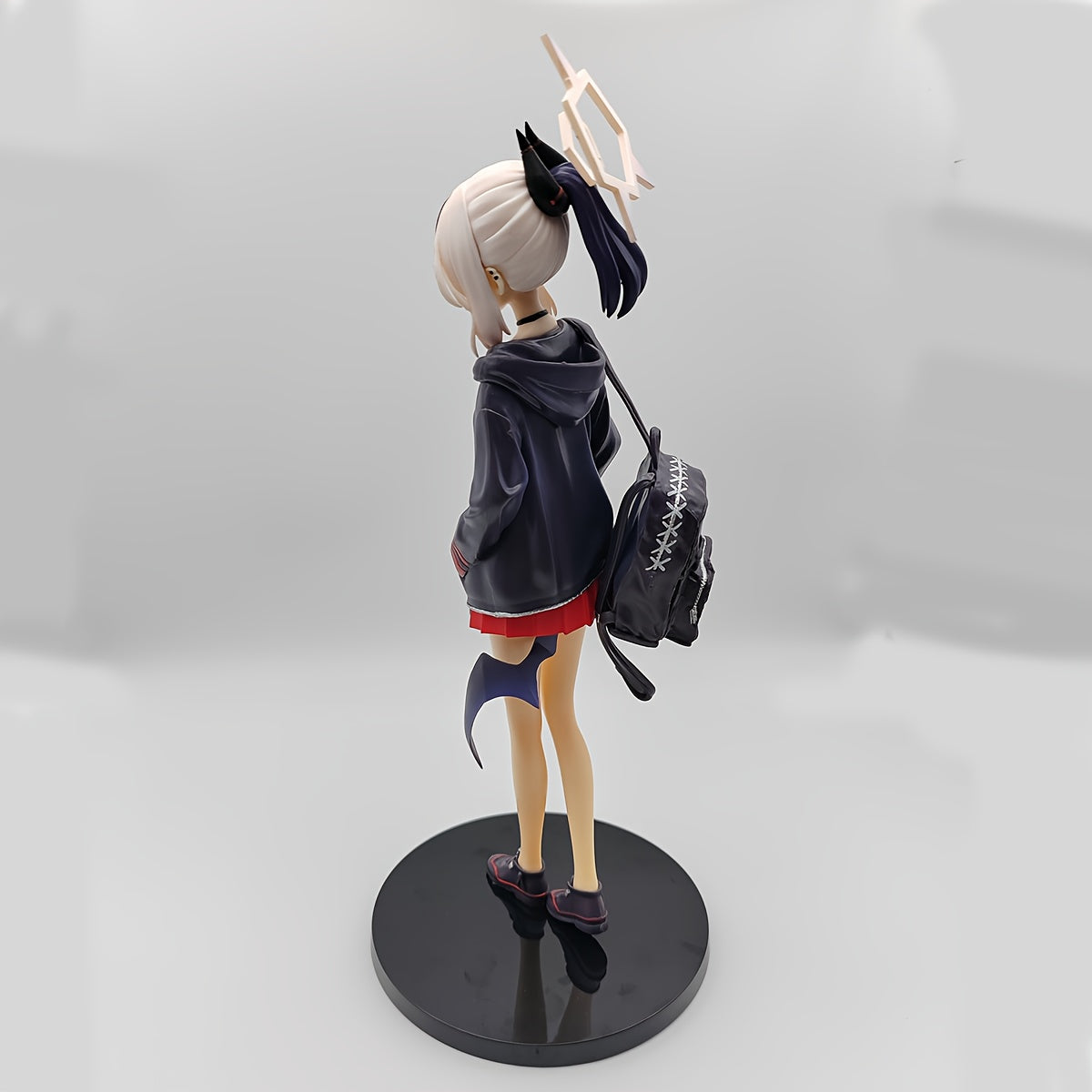 Anime Girl Figure Model with Black Hoodie & Red Skirt - Dynamic Pose Collectible Statue, High-Quality Material for Car Dashboard Decor, Desktop Decoration, Anime Fans Gift