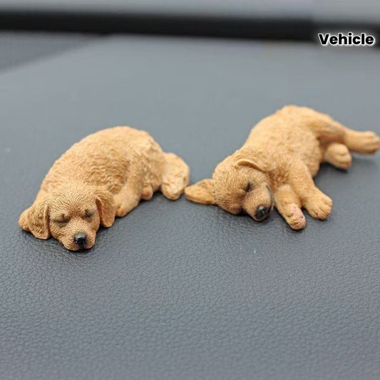 [Cute Puppy Ornament] Cute Golden Retriever Car Ornament | Creative Simulation Puppy Auto Decor for Center Console / Rearview Mirror Decoration | Unisex Home and Vehicle Use
