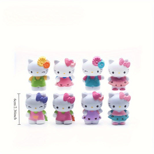 8pcs Sanrio Hello Kitty 8pcs doll set, cartoon doll cake baking decoration car model