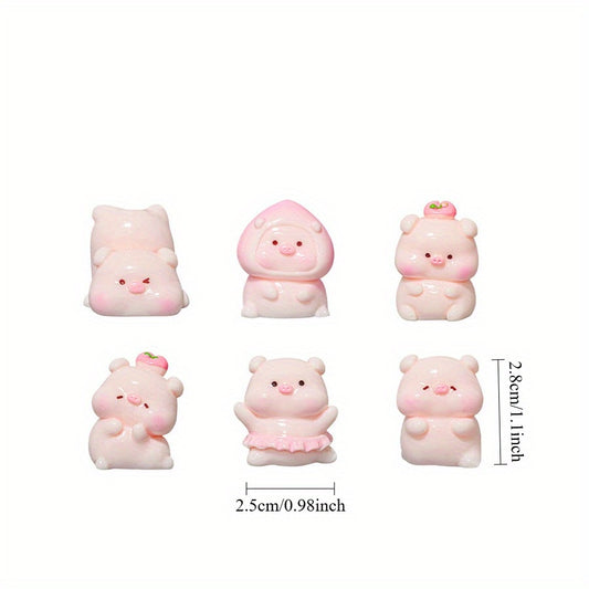 A Set of 12 Adorable Pink Peach Pig Car Ornaments for The Dashboard, Perfect for Relieving Stress And Adding Charm.