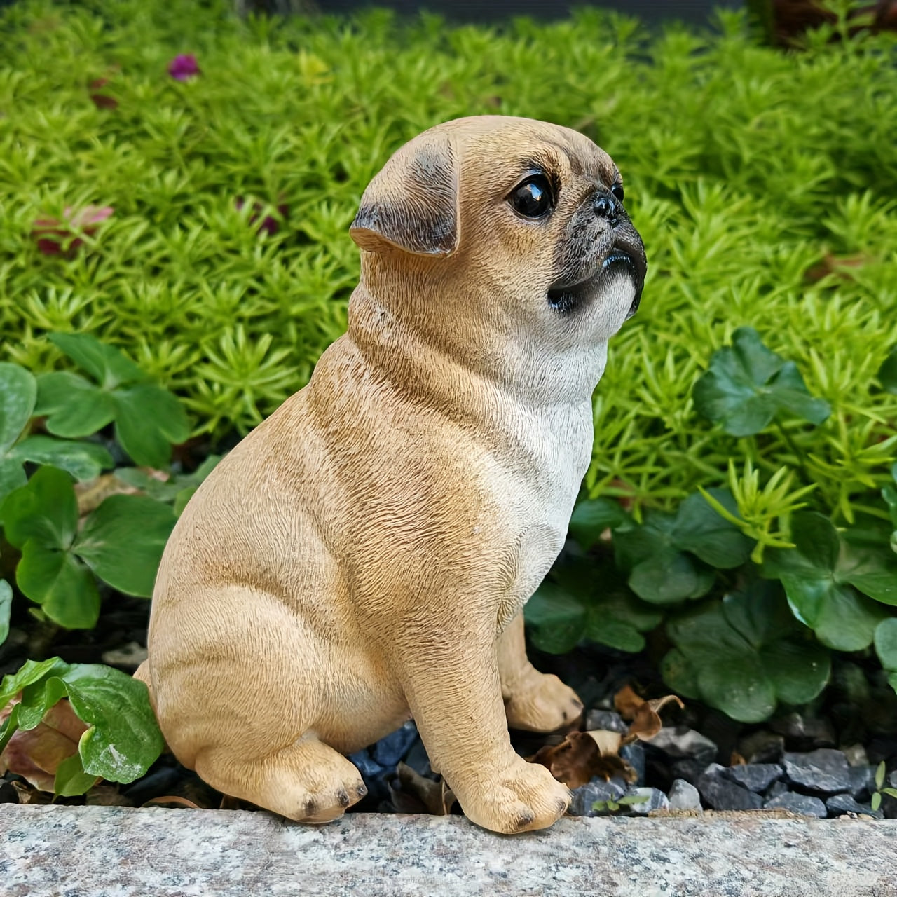 Charming Resin Pug Statue for Garden, Bonsai, Patio, Living Room, Café - Ideal Gift for Dog Lovers on Valentine's Day, Birthdays, Mother's Day, Father's Day, Dog Decor