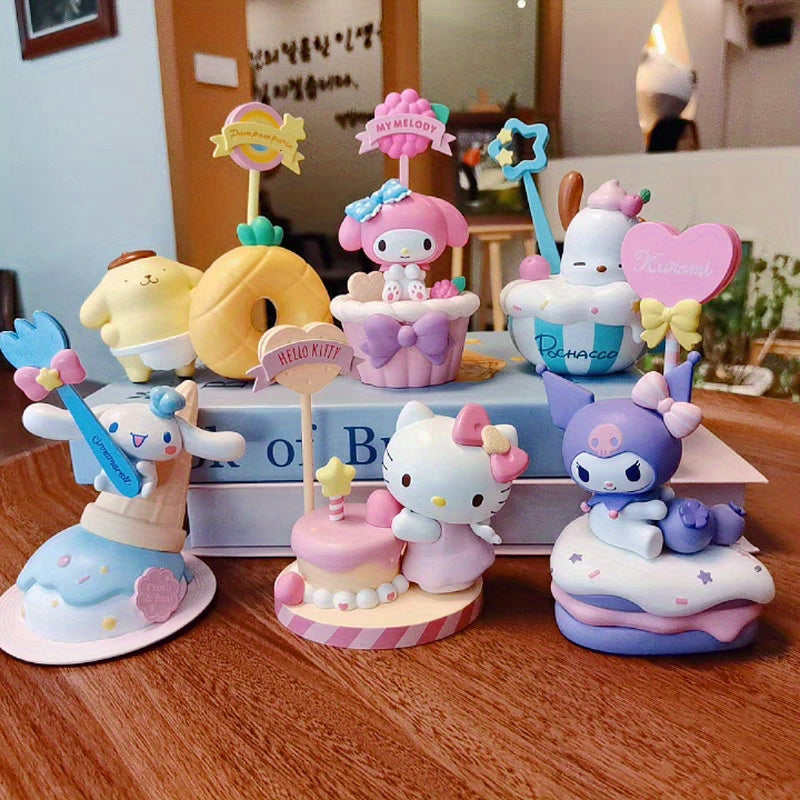 [Cute Character Figures] Hello Kitty & Kuromi Figures - Cute PVC Collectible Desk Toys | Pastel Designs, Durable PVC Material, Home or Office Decor