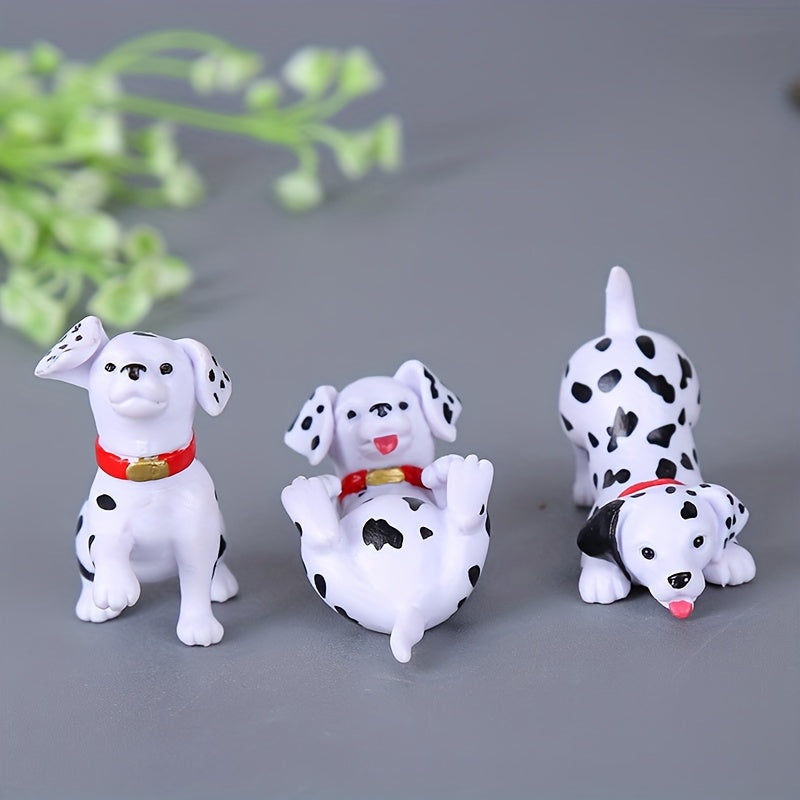 6pcs Dalmatian Puppy Figurines - Plastic Spotted Dog Miniatures, Playful Desk & Tabletop Decor, Ideal for Home & Office, Versatile Indoor/Outdoor Use, Desk Decor | Playful Design | Durable Plasti