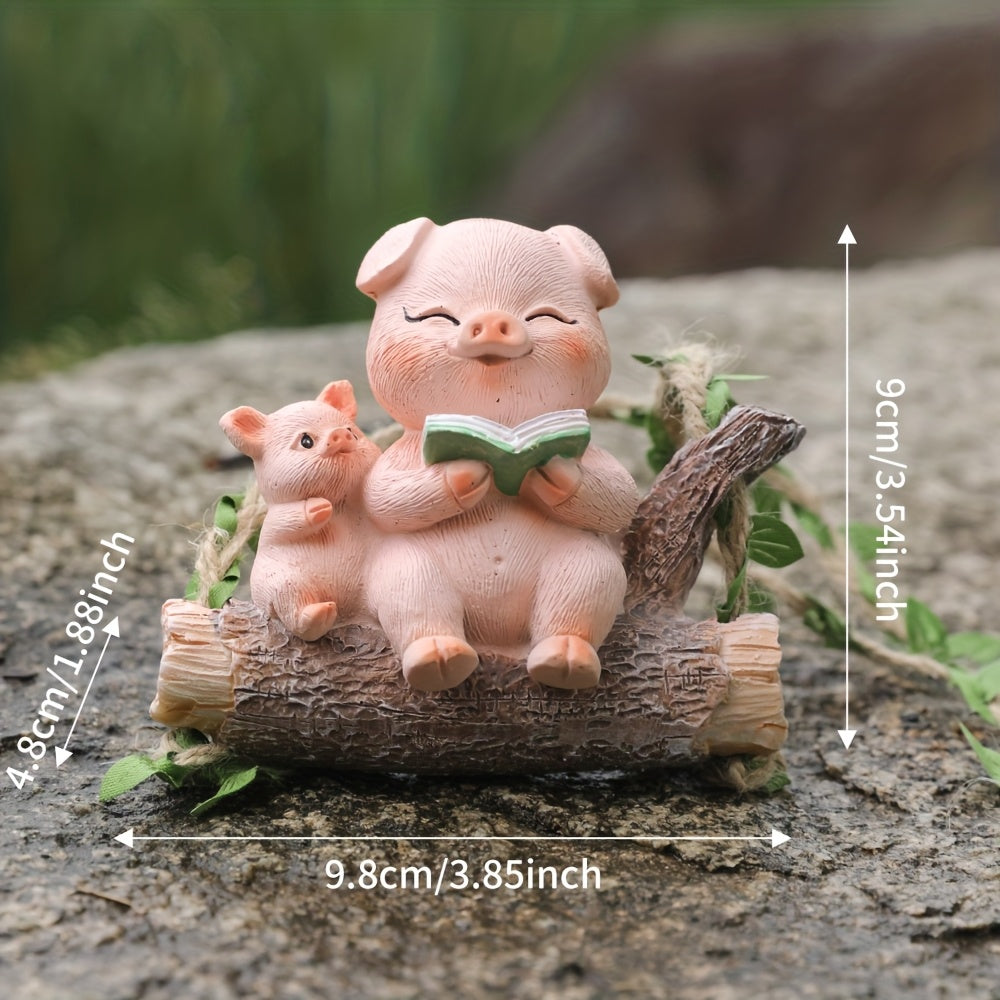 [Resin Piglet Figurine] Resin Piglet & Piglet Swing Figurine | Classic Garden Hanging Decor for Home, Patio, or Yard, Perfect Valentine's Day Gift, No Power Needed, Outdoor Decor