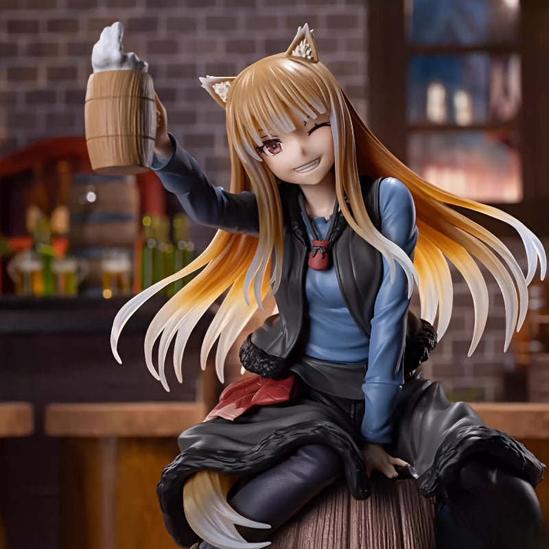 [Fun Anime Figure] Fun Cartoon Anime Sitting Figure | Female Character Model with Orange Hair & Beer Mug, Detailed Outfit & Accessories, Perfect for Collectors & Anime Fans, Ideal Holiday Gift