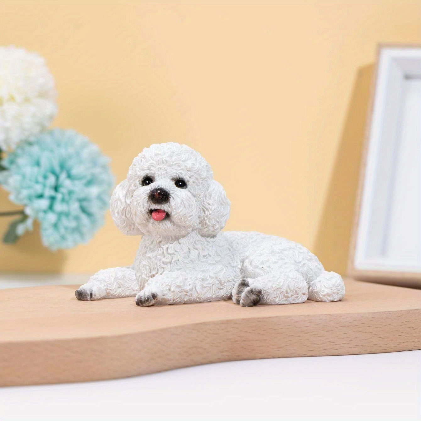 Charming White Teddy Dog Figurine | Resin Classic Decorative Ornament for Home or Office Display