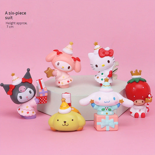 Sanrio for hello kitty & Friends Cake Topper - Cute Cartoon Figurines with Hearts, Flowers & Gifts, Durable PVC Collectible Desk Ornament for Bedroom Decor, No Power Needed, Indoor Use, Decorative Gift Set, Playful Design, Quality Craftsmanship