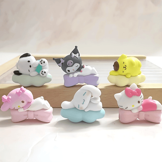 6pcs for kuromi And Friends Kawaii Figures Set | PVC Lying Posture Melody And Characters Dolls, Cute Decorative Ornaments