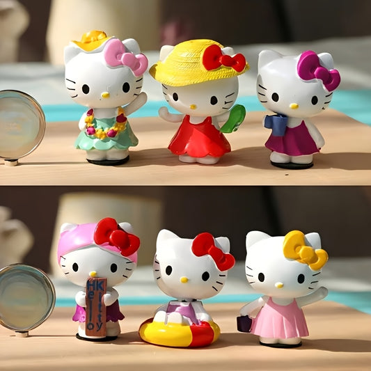 Sanrio Certified for hello kitty Figurine Set, Mixed Color PVC Collectibles, Unique Desktop Decoration, Artistic Design, Suitable For Office And Home Decoration, Perfect Halloween, Christmas, Thanksgiving Party Decorations